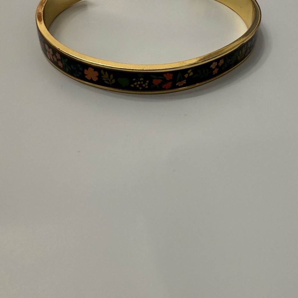 Rifle Paper Co. Black Floral Enamel and Gold Bangle Bracelet - Picture 4 of 5